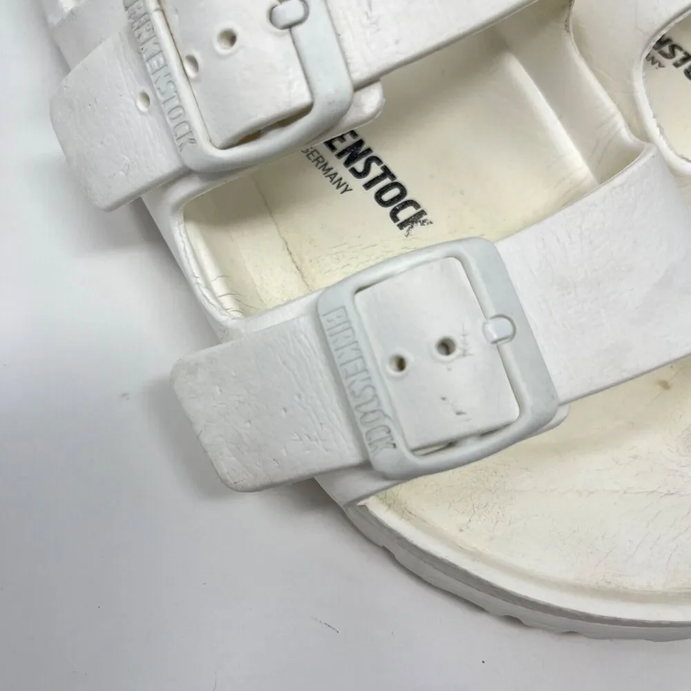 Birkenstock Arizona EVA Beach Sandals Size US 6 EU 37 White Buckle Slides